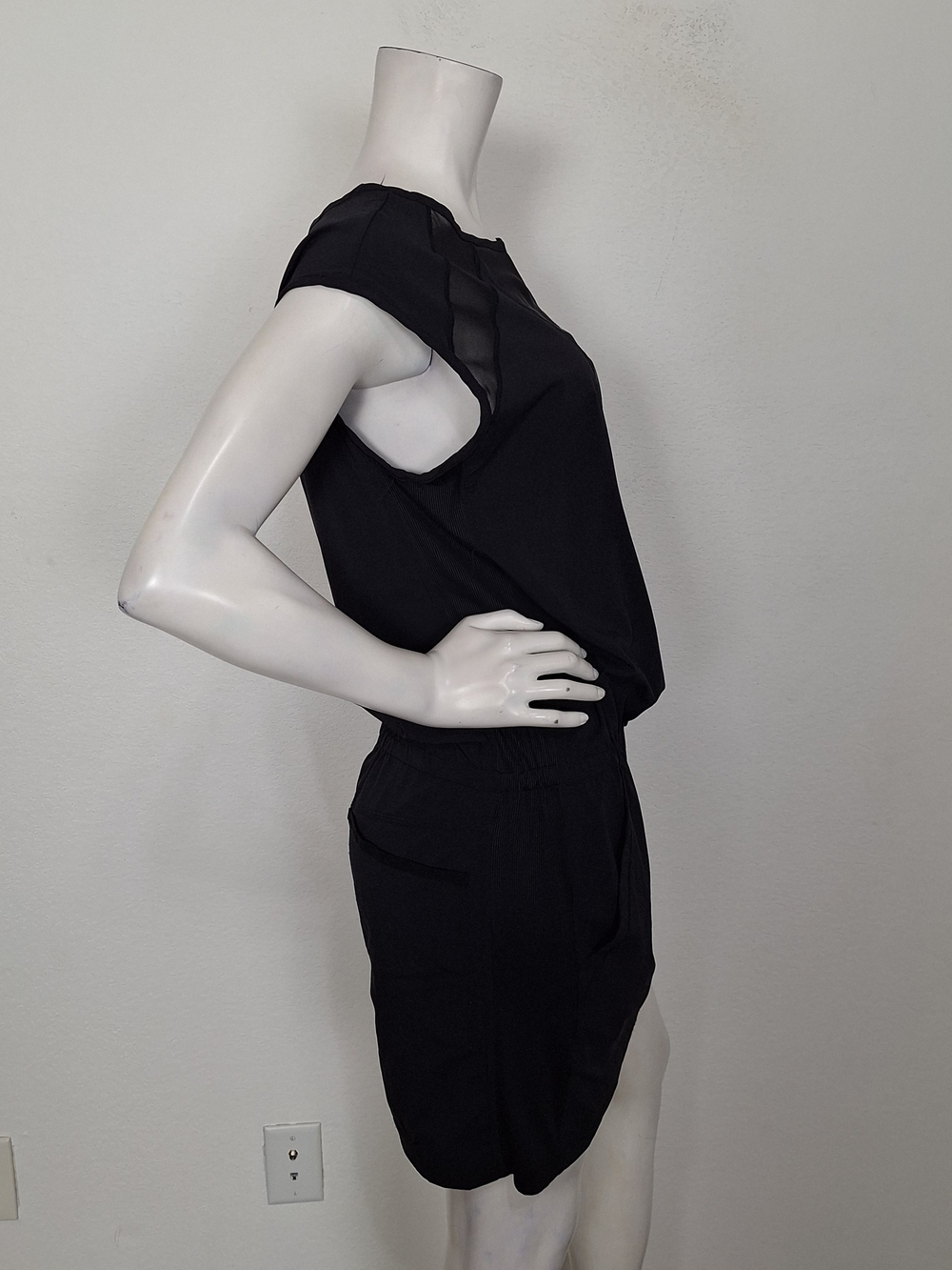 Indygena Black Second Layer Mesh Inserts W/Pockets Woven Stretch Dress Size M - Picture 6 of 13